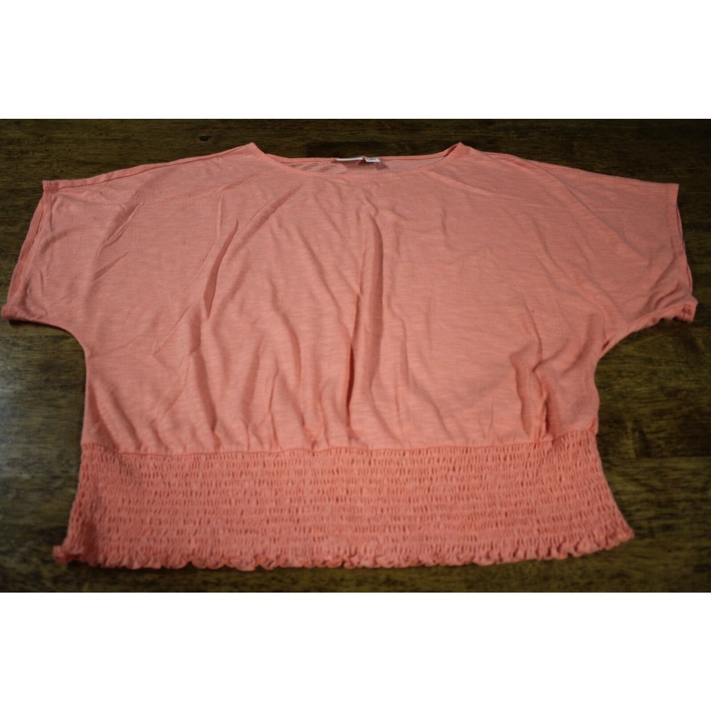 CATO Women XL Peach Off the Shoulder Short Sleeve Stretchy Bottom Blouse